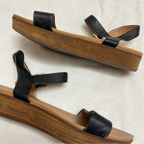 Steve Madden Boho Aida Sandal in Black Leather Wooden Flatform Platform Sandals - Picture 9 of 12